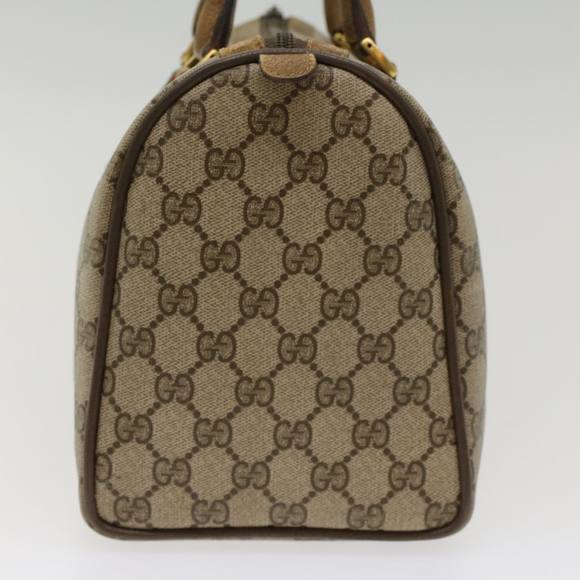 GUCCI GG Canvas Web Sherry Line Boston Bag PVC Leather Beige Green Auth yk7856 - Picture 4 of 16